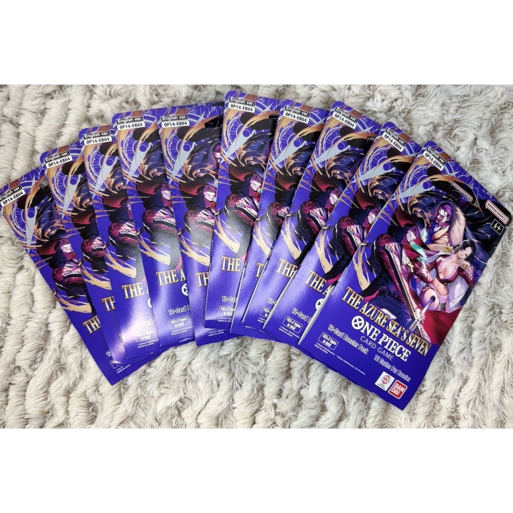 One Piece Card Game The Azure Sea's Seven Booster Packs OP14 EB04 Lot of 10